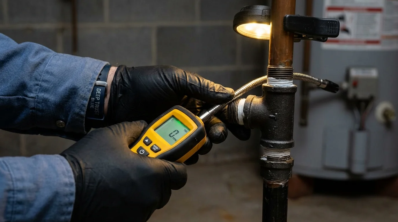 Gas leak detection with electronic sniffer by Johns Plumbing LLC in Elgin
